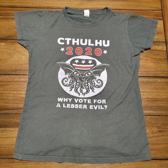 Tultex SS Green Tee "Cthulhu 2020" - Size Ladies Medium - Picture 2 of 4